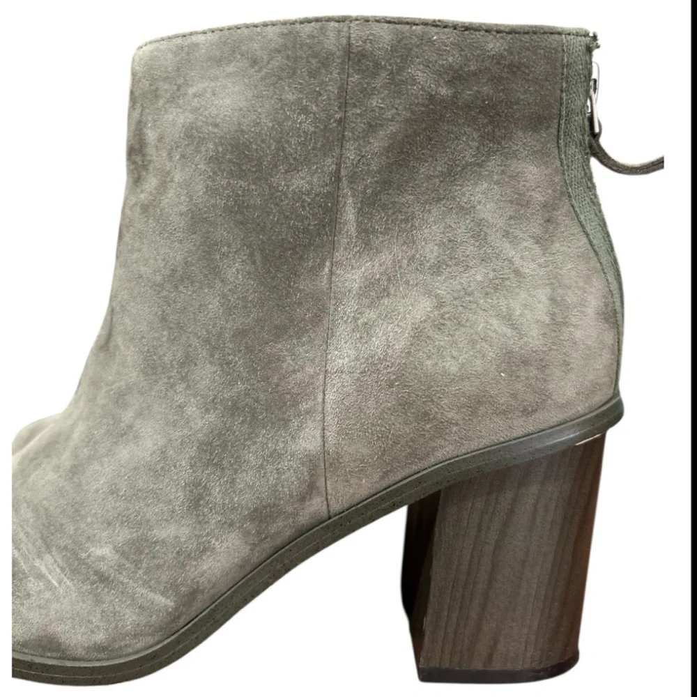Splendid Suede Block Heel Ankle Boots Olive Green Sz 7.5